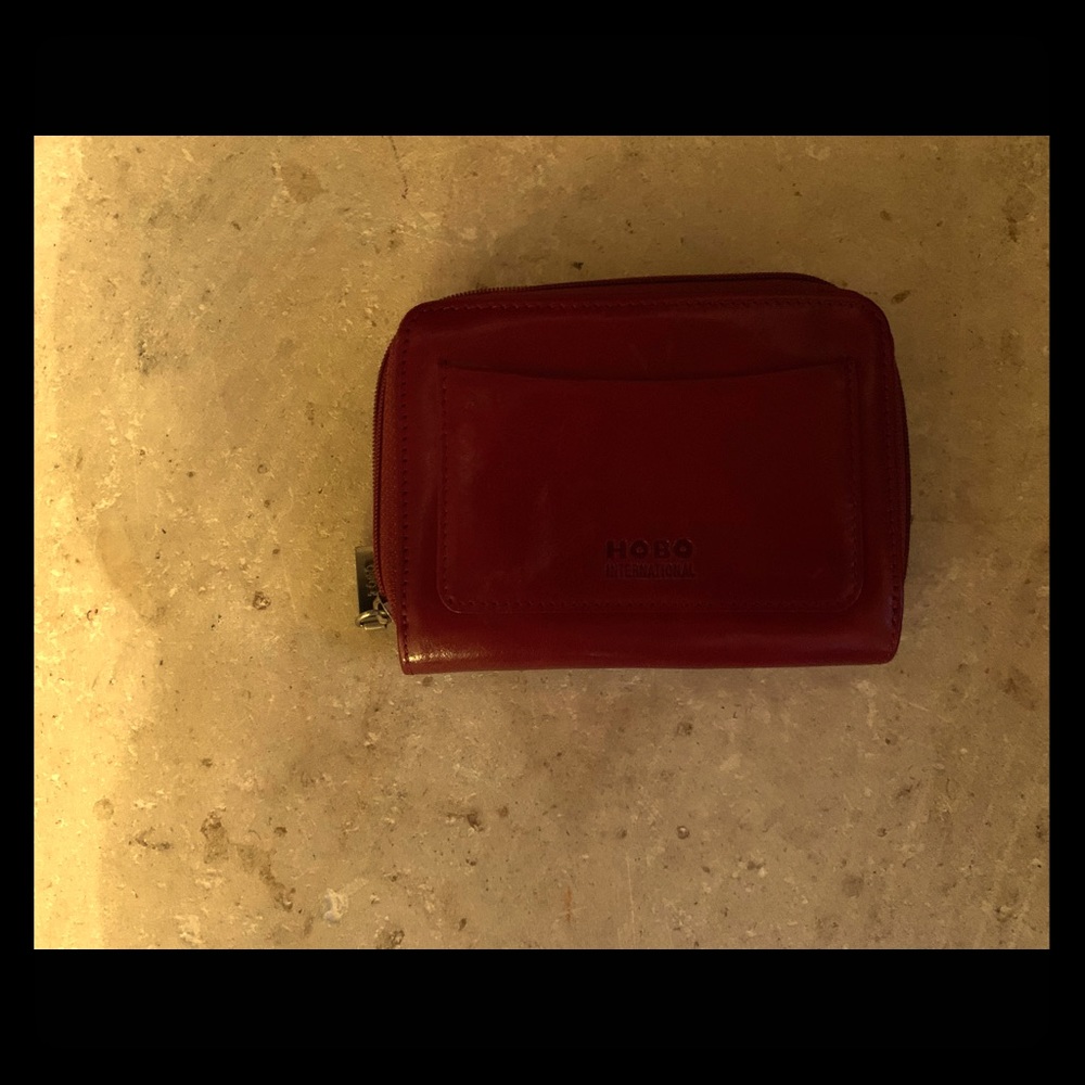 Hobo international red leather wrist wallet